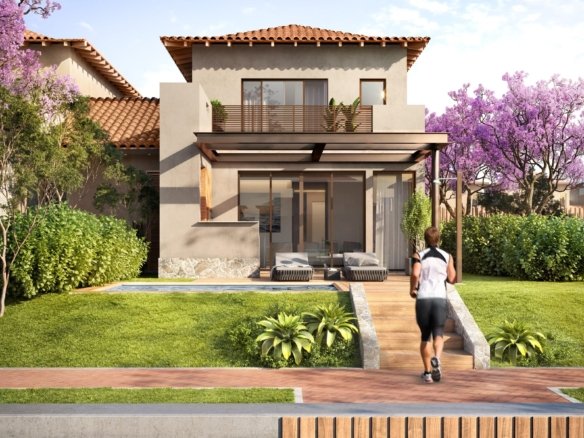 Casa de dois andares do Toriba Sul, com escada do deck do canal até o jardim (imagem ilustrativa)